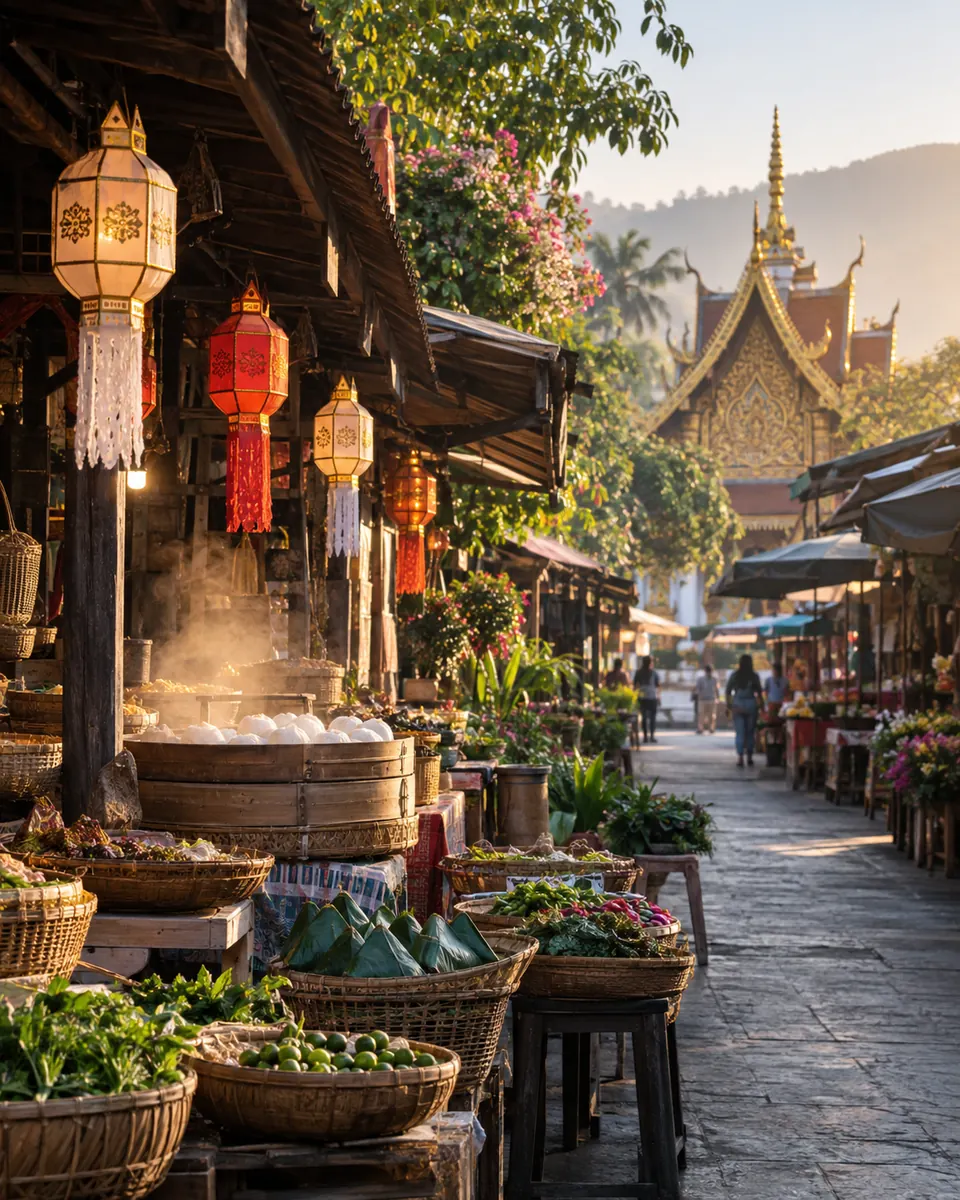 Marché matinal de Chiang Mai en Thaïlande